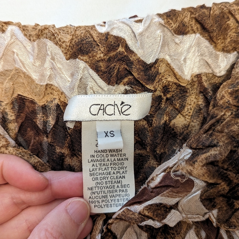 Cache Brown Crinkle Stripe Top Size Xs - image 6